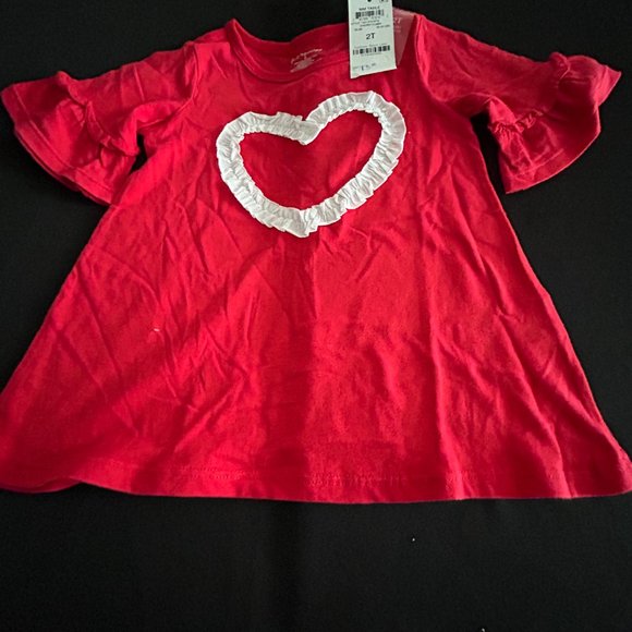 FIRST IMPRESSIONS GIRLS RED TEE WITH WHITE HEART TOP - Picture 1 of 4
